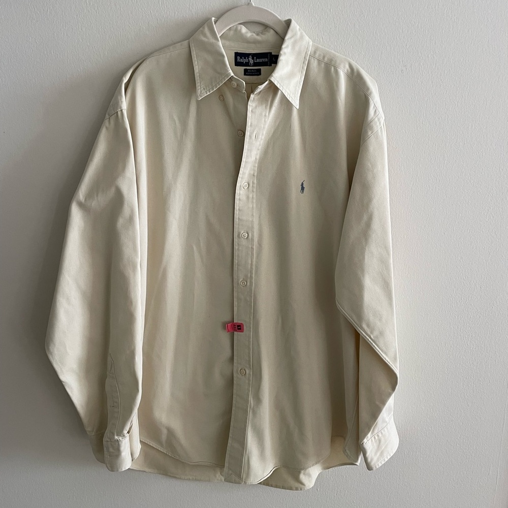 Ralph Lauren Men's Classic Button-Down Shirt in Cream
